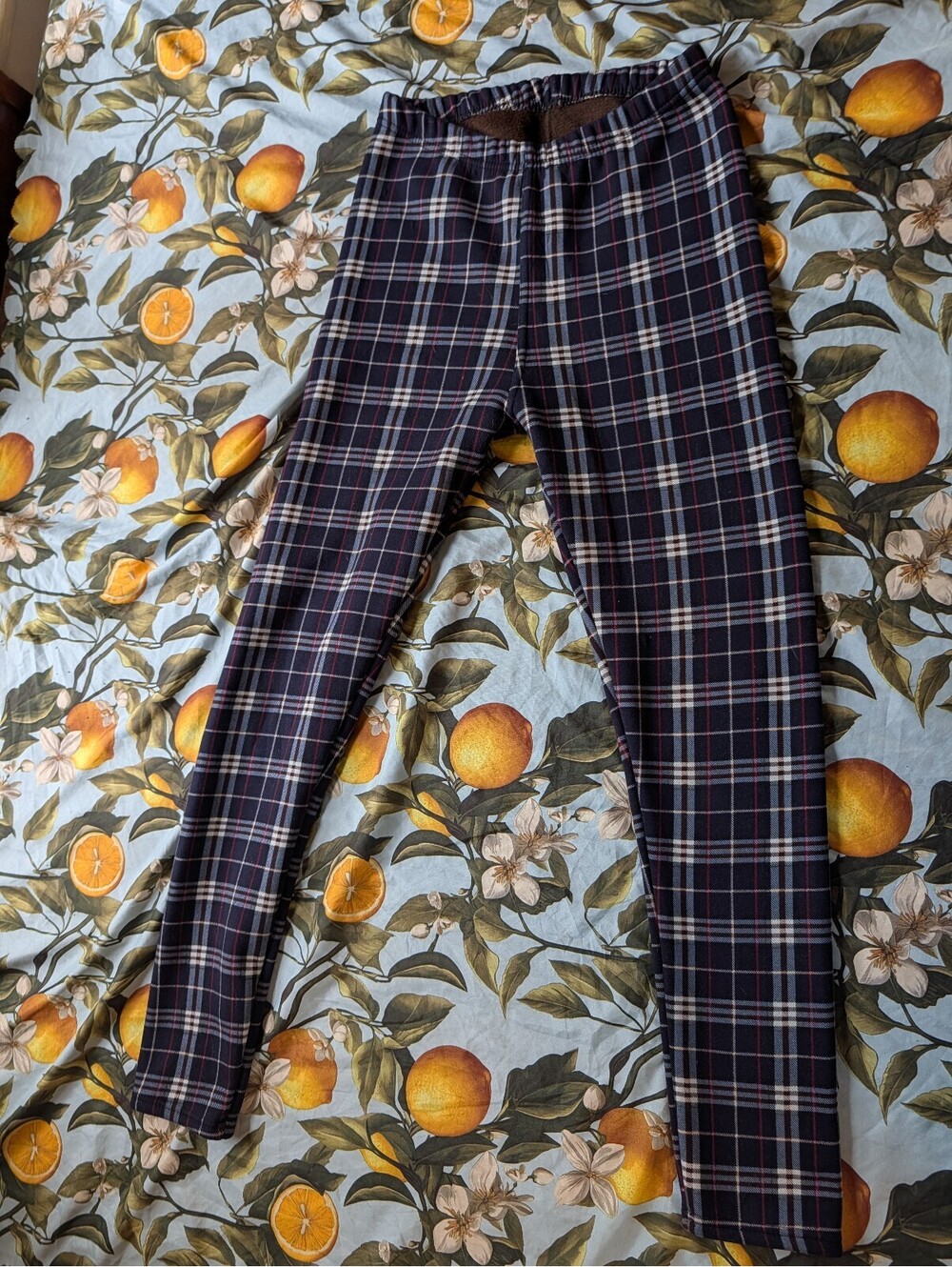 Just Cozy Women's Plaid Fleece Lined Leggings – Size Medium | Warm Winter Soft